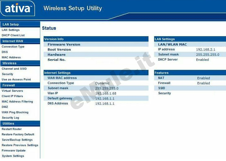 ativa wireless setup utility